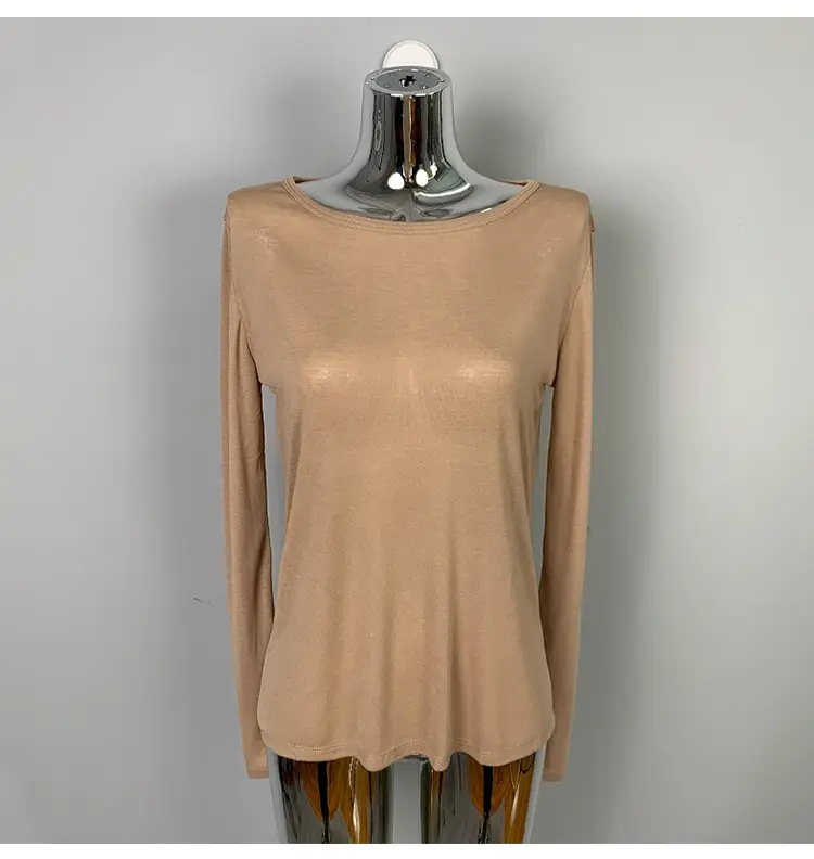Women's Mint Green Long Sleeve Round Neck T-Shirt — feature 31