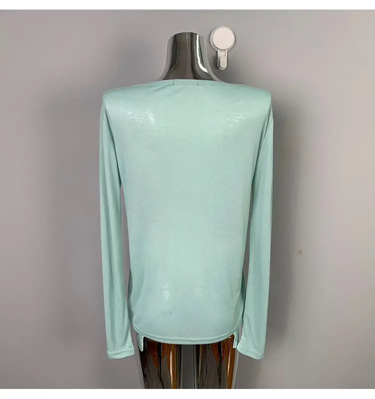 Women's Mint Green Long Sleeve Round Neck T-Shirt — feature 33