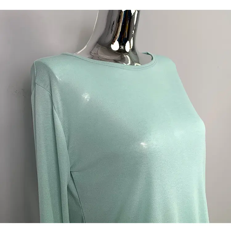 Women's Mint Green Long Sleeve Round Neck T-Shirt — feature 35