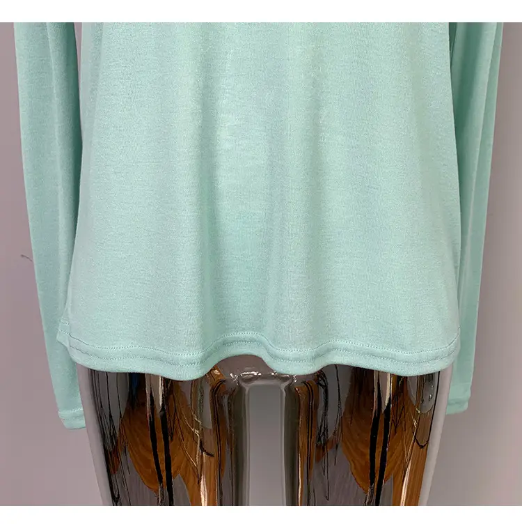 Women's Mint Green Long Sleeve Round Neck T-Shirt — feature 37