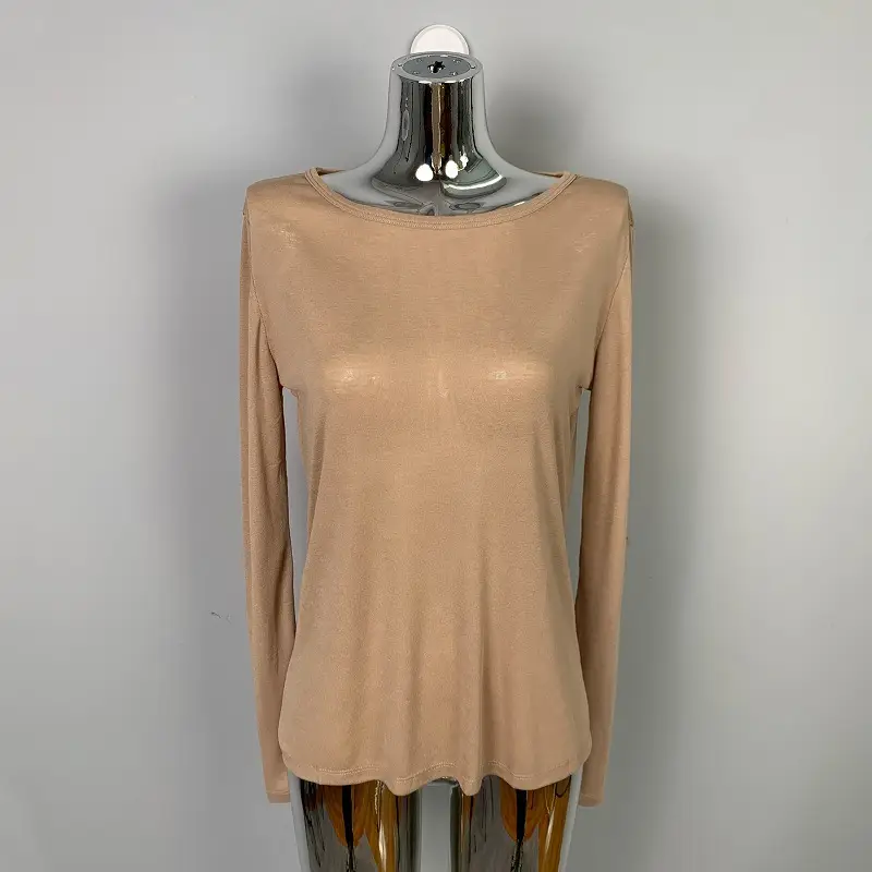 Women's Mint Green Long Sleeve Round Neck T-Shirt - Image 2