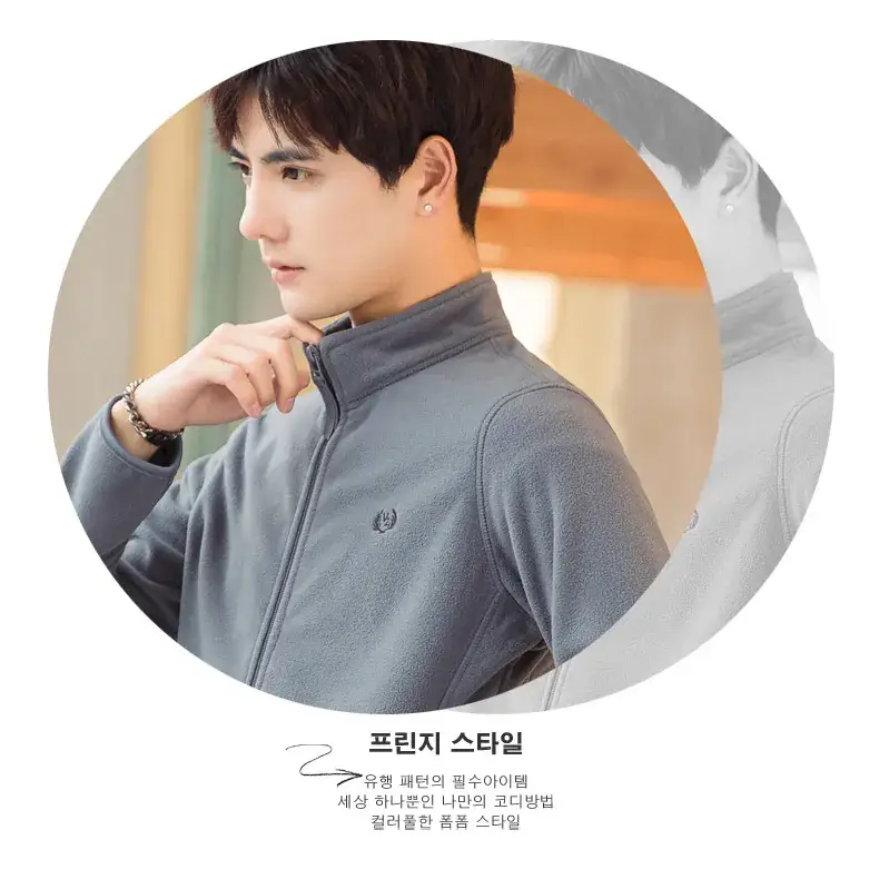 Men's Korean Style Thin Fleece Jacket Windproof Vertical Collar - Image 7
