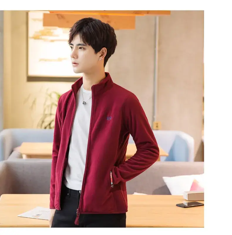 Men's Korean Style Thin Fleece Jacket Windproof Vertical Collar - Image 9