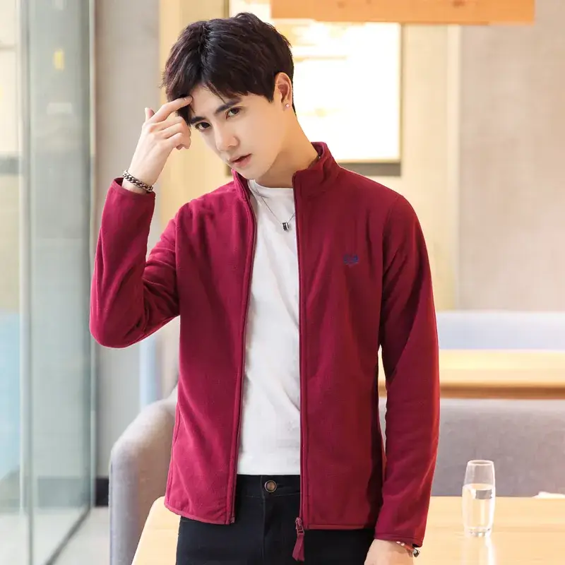 Men's Korean Style Thin Fleece Jacket Windproof Vertical Collar - Image 4