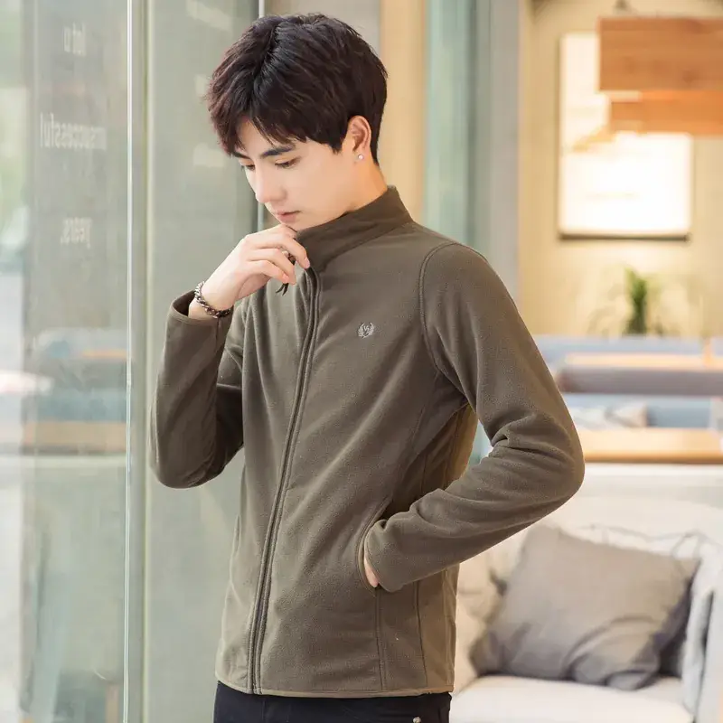 Men's Korean Style Thin Fleece Jacket Windproof Vertical Collar - Image 5