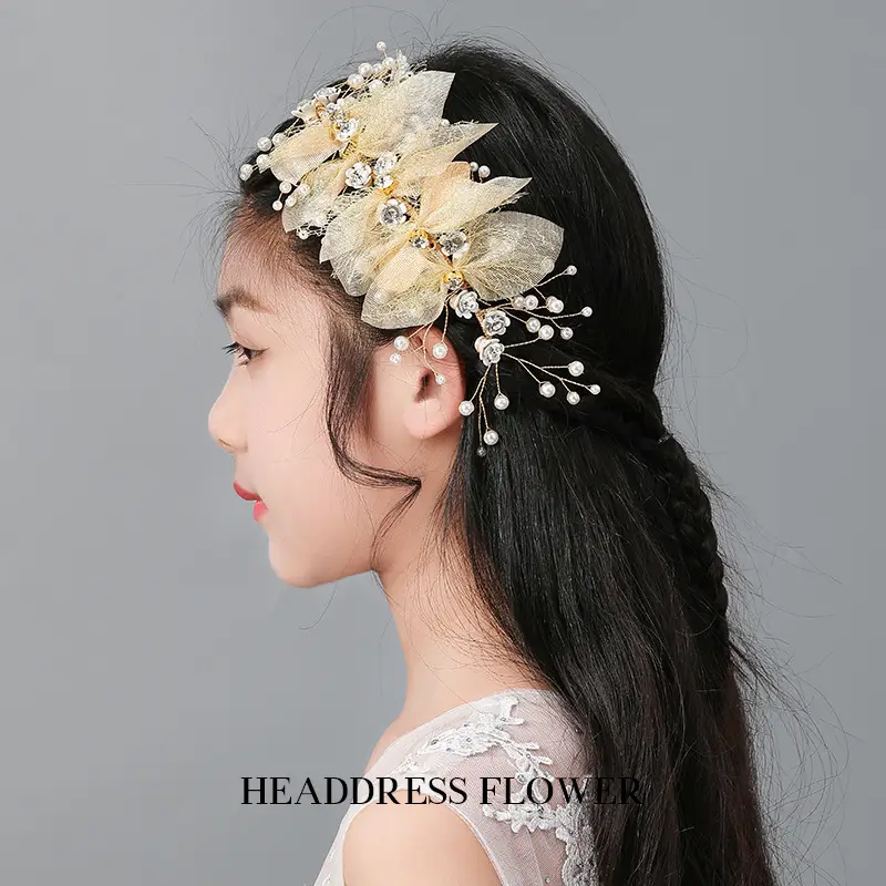 Girls Princess Headband Flower Wreath Mesh Hair Accessory