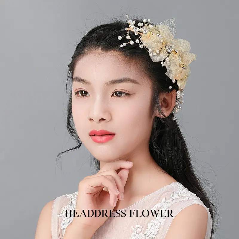 Girls Princess Headband Flower Wreath Mesh Hair Accessory