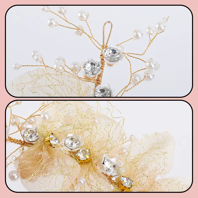 Girls Princess Headband Flower Wreath Mesh Hair Accessory