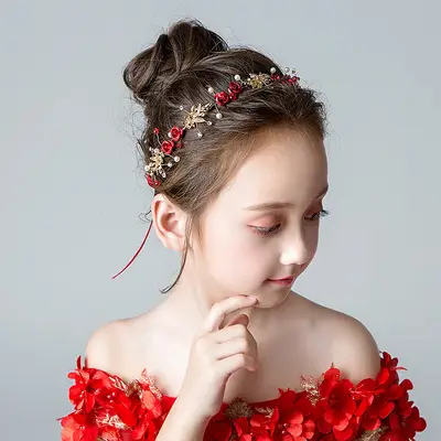红色头饰花环