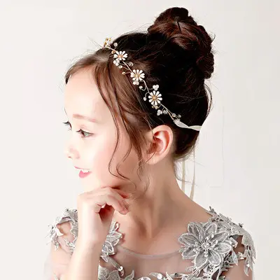 Girls Princess Headband Flower Wreath Mesh Hair Accessory