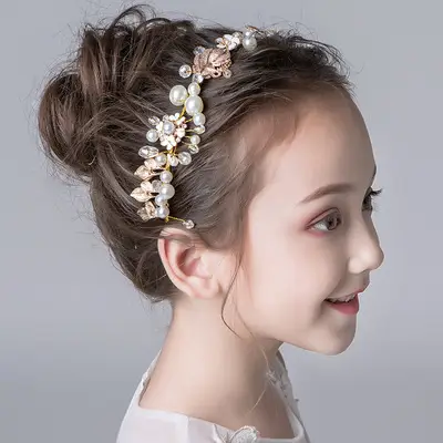 Girls Princess Headband Flower Wreath Mesh Hair Accessory