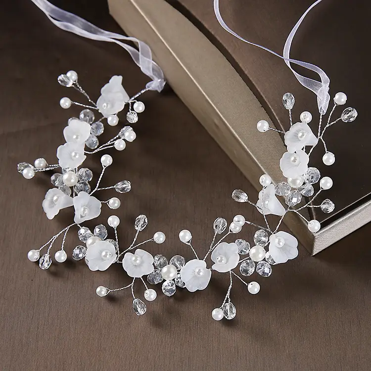 Girls Princess Headband Flower Wreath Mesh Hair Accessory