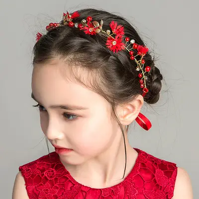 Girls Princess Headband Flower Wreath Mesh Hair Accessory