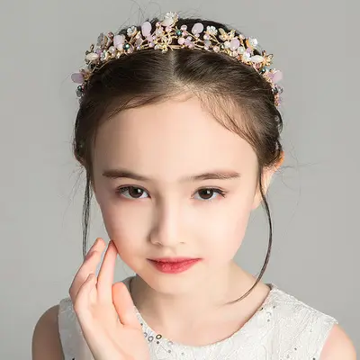 Girls Princess Headband Flower Wreath Mesh Hair Accessory