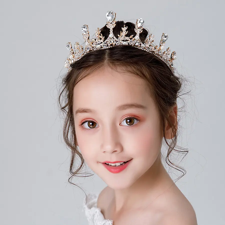 Girls Princess Headband Flower Wreath Mesh Hair Accessory