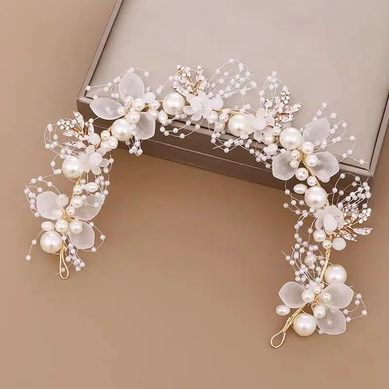 Girls Princess Headband Flower Wreath Mesh Hair Accessory