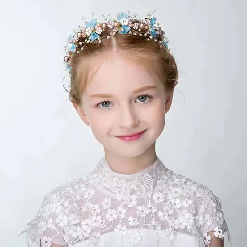 Girls Princess Headband Flower Wreath Mesh Hair Accessory