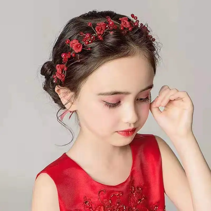 Girls Princess Headband Flower Wreath Mesh Hair Accessory