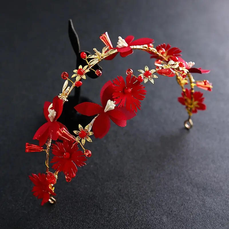 Girls Princess Headband Flower Wreath Mesh Hair Accessory