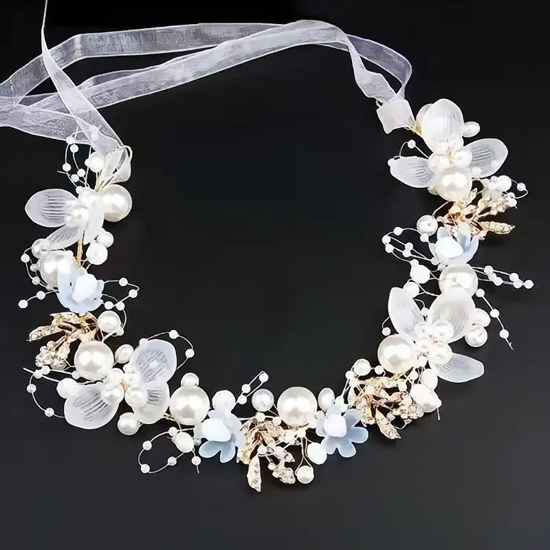 Girls Princess Headband Flower Wreath Mesh Hair Accessory