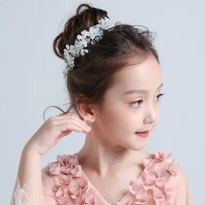 Girls Princess Headband Flower Wreath Mesh Hair Accessory