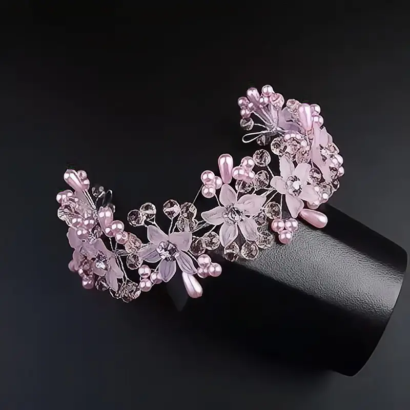Girls Princess Headband Flower Wreath Mesh Hair Accessory
