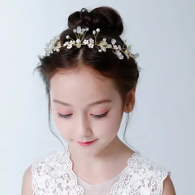 Girls Princess Headband Flower Wreath Mesh Hair Accessory