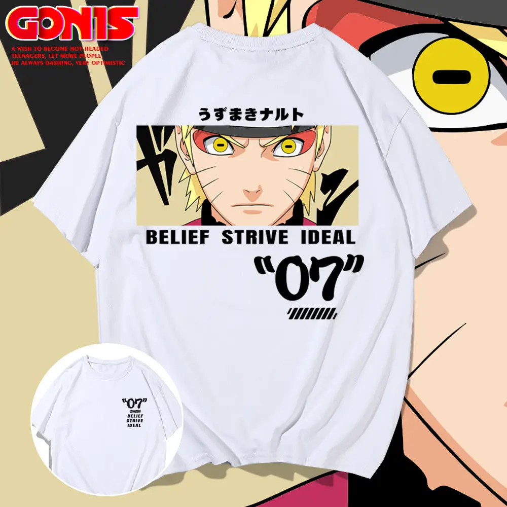 Naruto "07" Anime T-Shirt White Half Sleeve