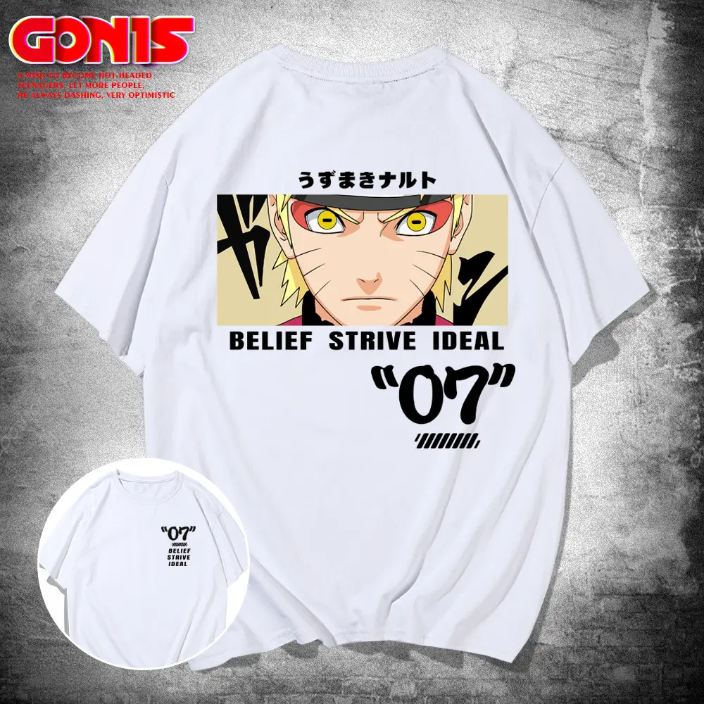 Naruto "07" Anime T-Shirt White Half Sleeve