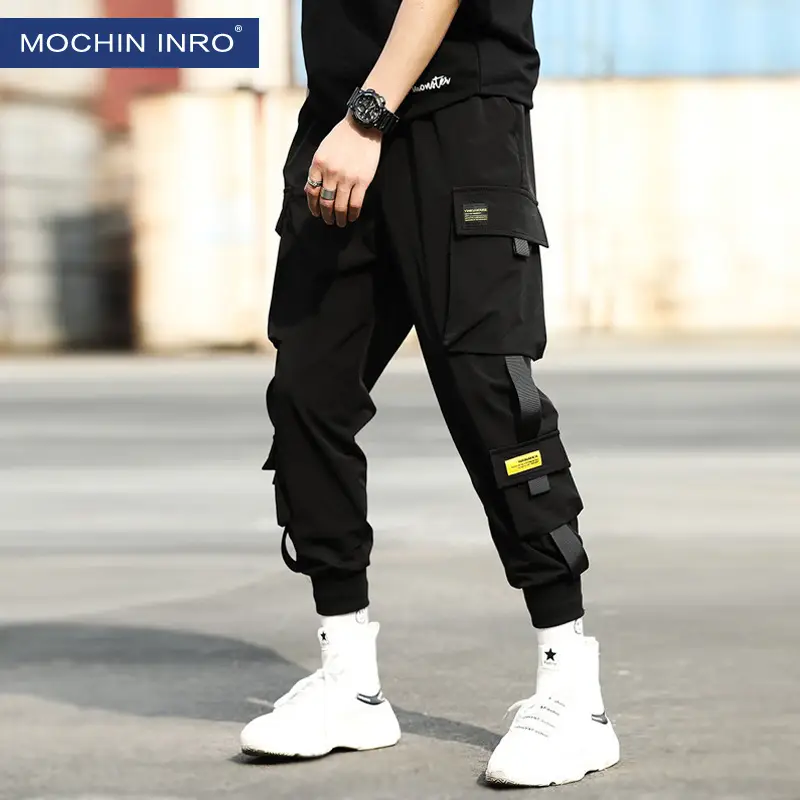 Men Black Korean Style Ankle Pants with White Sneakers - Image 2