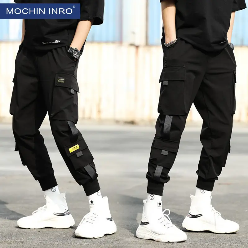 Men Black Korean Style Ankle Pants with White Sneakers - Image 3