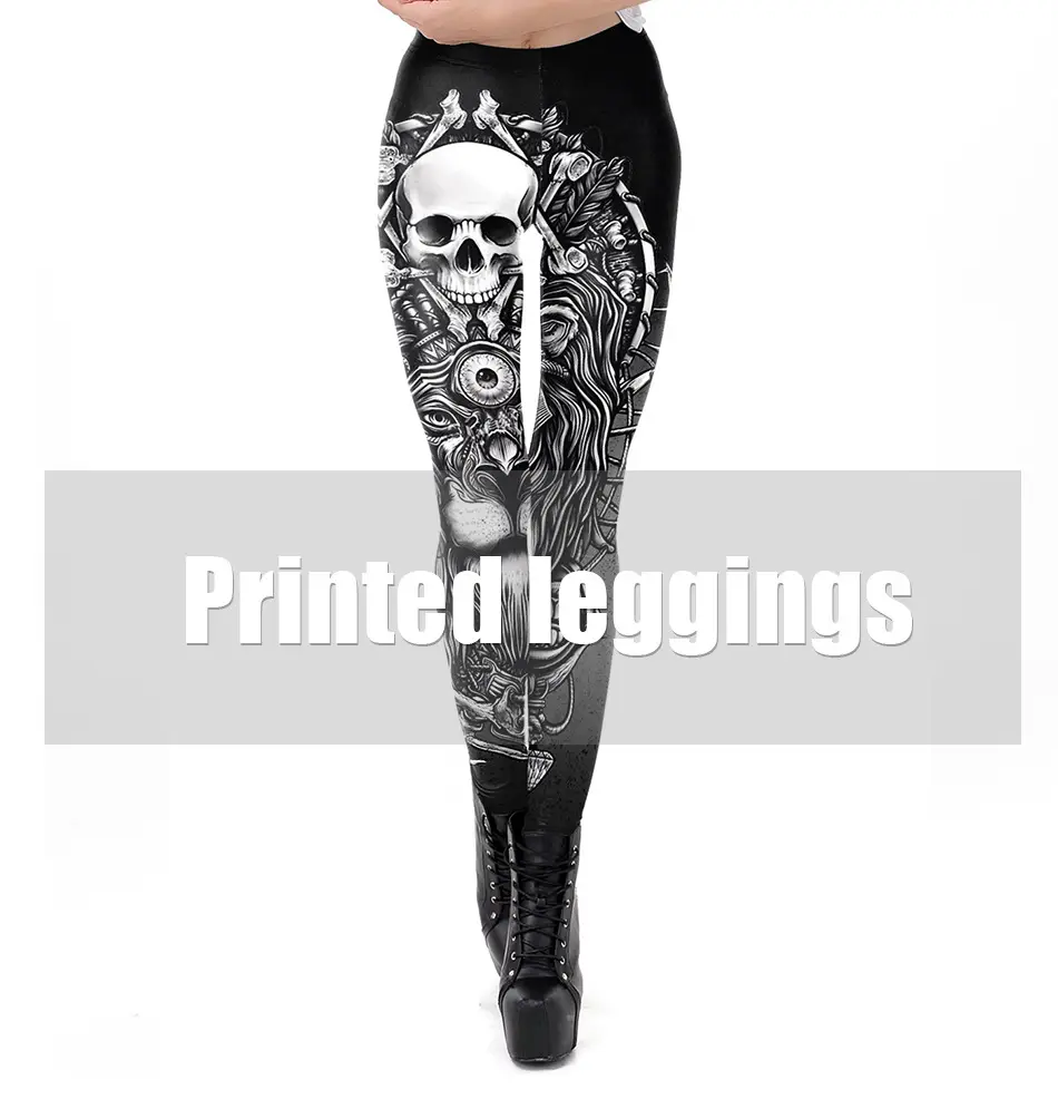 3D Skull Nine Point Tight Leggings Women Black — feature 4