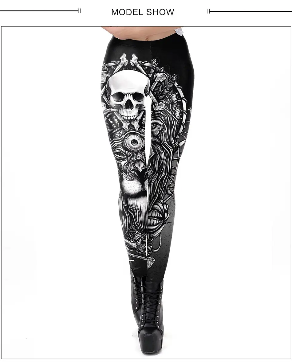3D Skull Nine Point Tight Leggings Women Black — feature 7