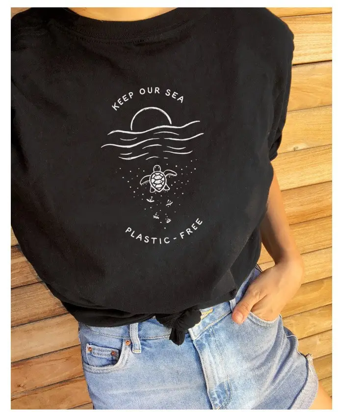 Keep Our Sea Plastic Free T-Shirt Green