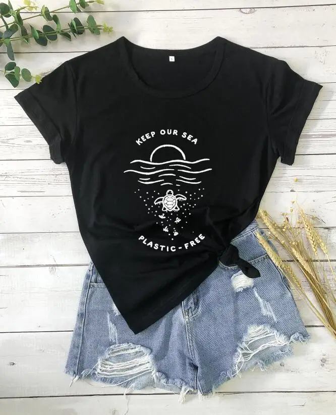 Keep Our Sea Plastic Free T-Shirt Green