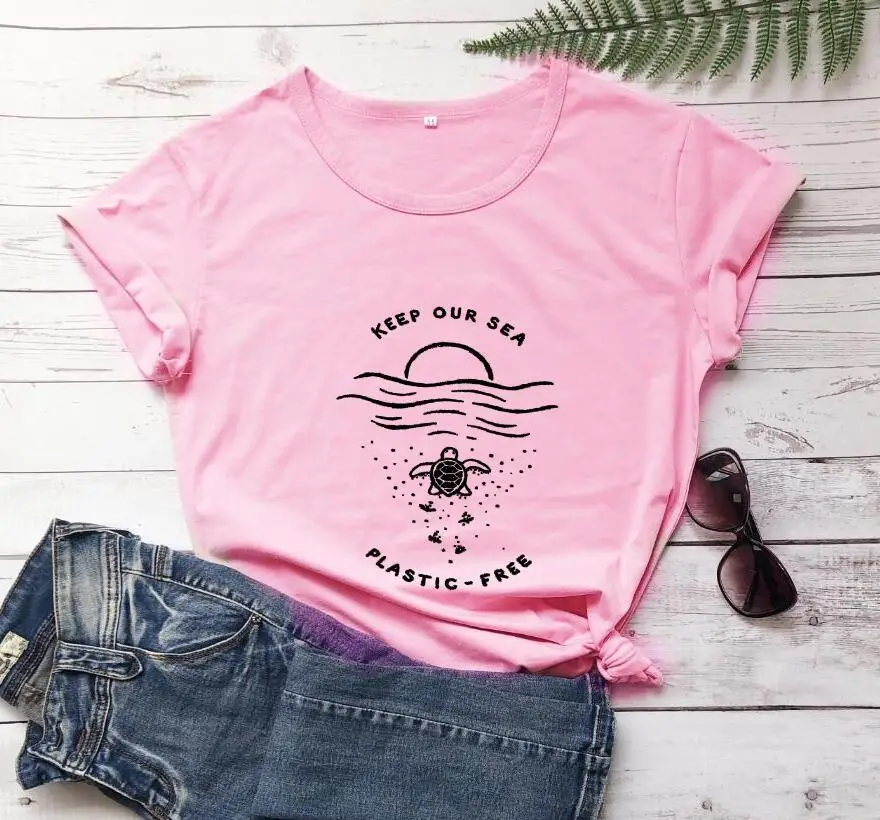 Keep Our Sea Plastic Free T-Shirt Green