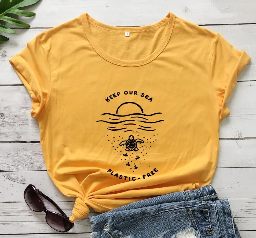 Keep Our Sea Plastic Free T-Shirt Green