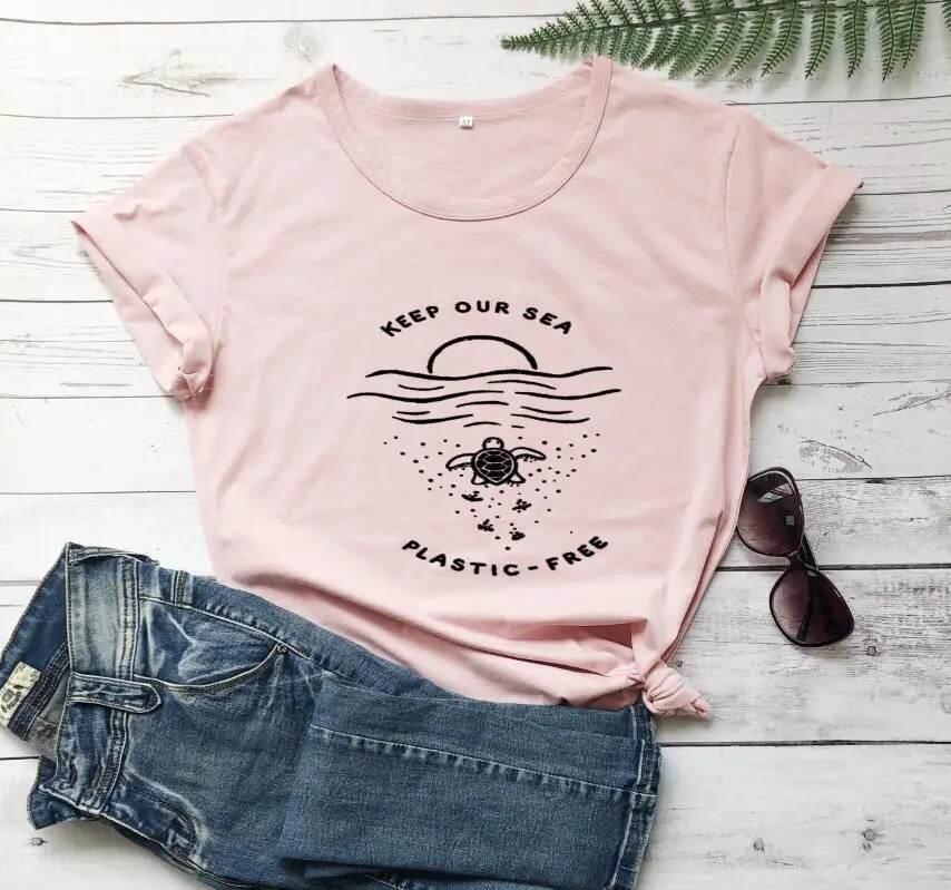 Keep Our Sea Plastic Free T-Shirt Green