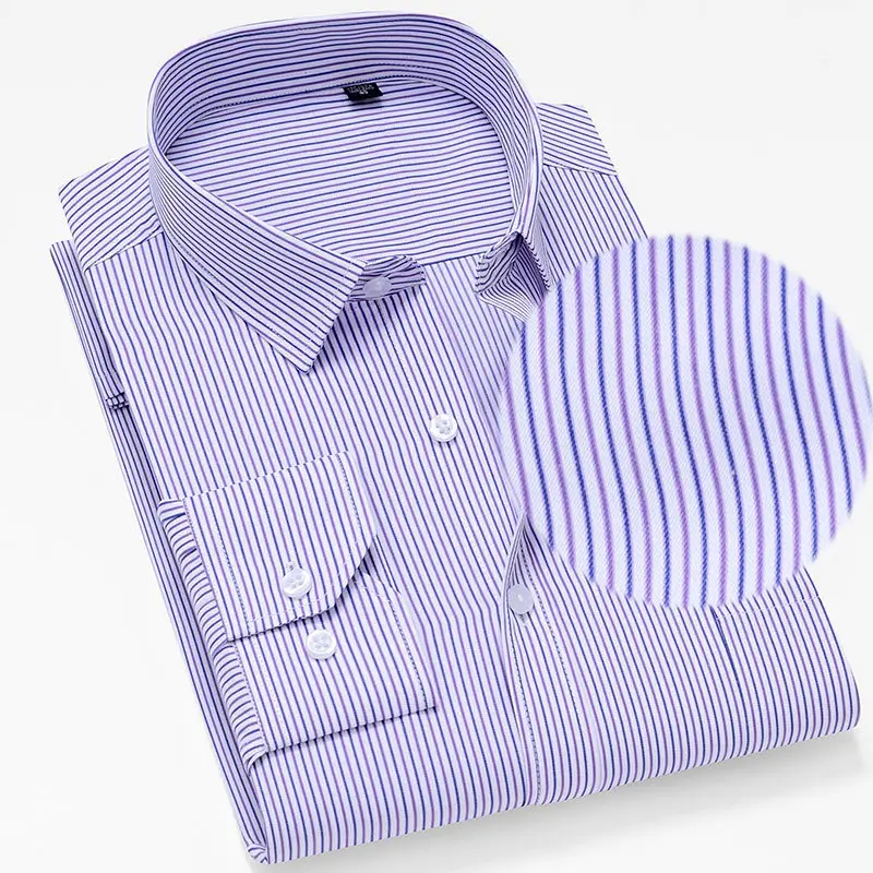 Men's Blue Striped Long Sleeve Shirt - Image 7