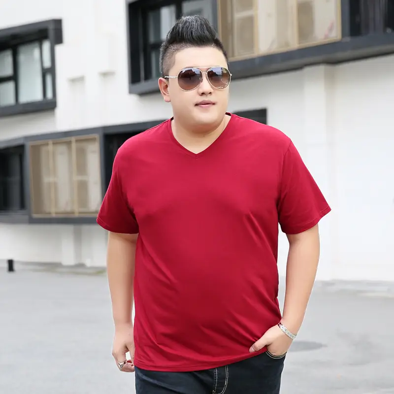 Bi Meng 2019 Plus Size Red V-Neck T-Shirt - Image 2
