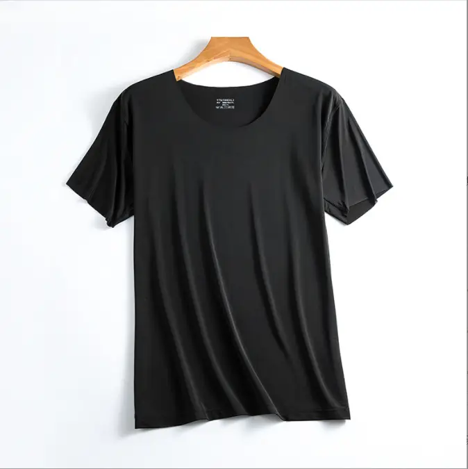 Men V-Neck Ice Silk T-Shirt Slim Fit White - Image 6