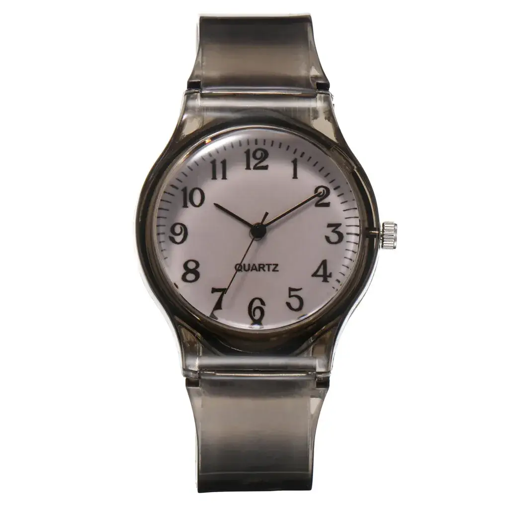 New Pink Girl Digital Face Quartz Watch Transparent Strap
