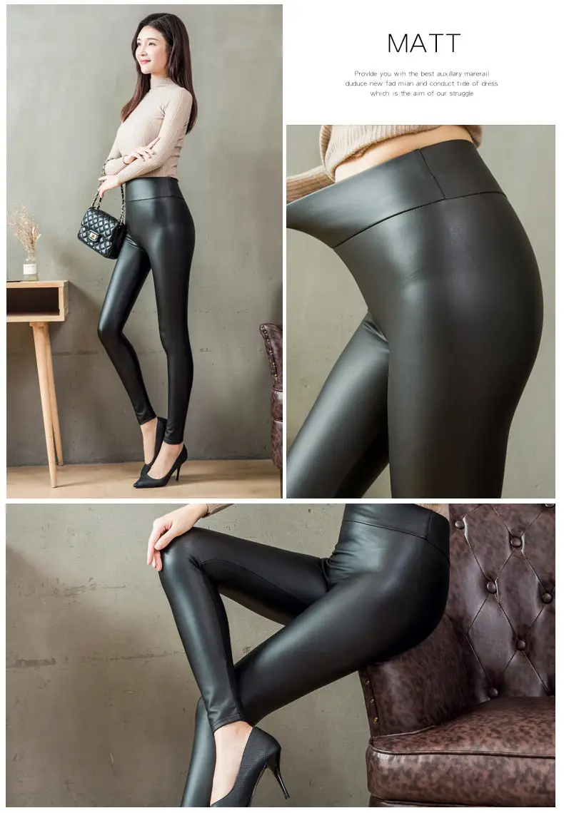 Plus Size Leather Fleece High Waist Tights Winter 2024 — feature 15