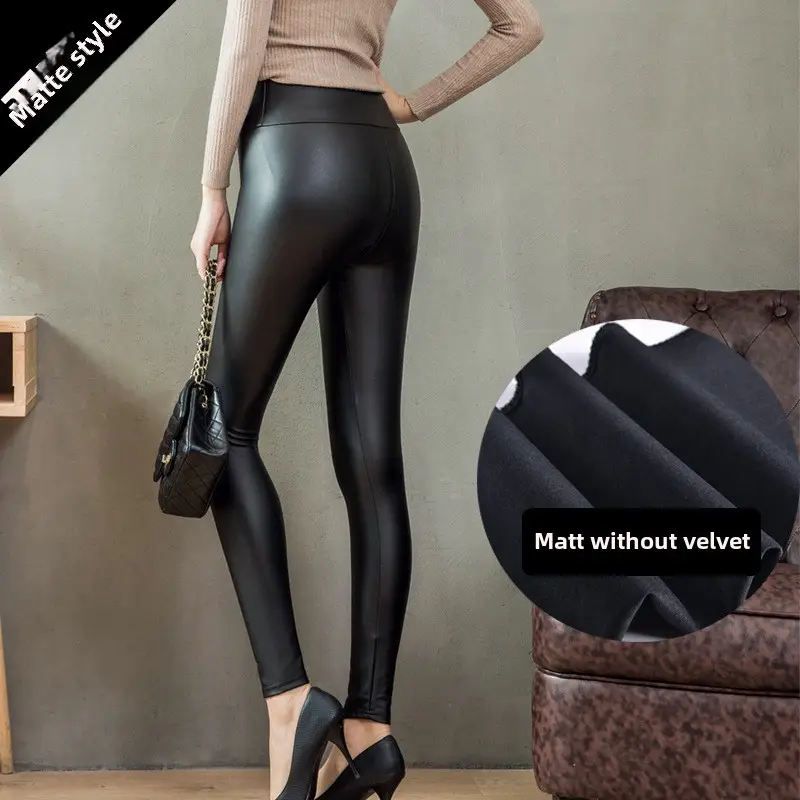 Plus Size Leather Fleece High Waist Tights Winter 2024 - Image 21
