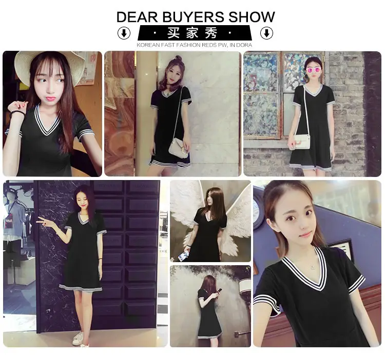 2025 Summer Black V Neck Waist-Cinching Dress Large — feature 3