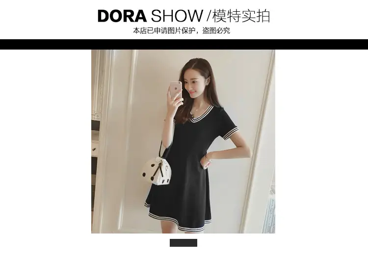 2025 Summer Black V Neck Waist-Cinching Dress Large — feature 4