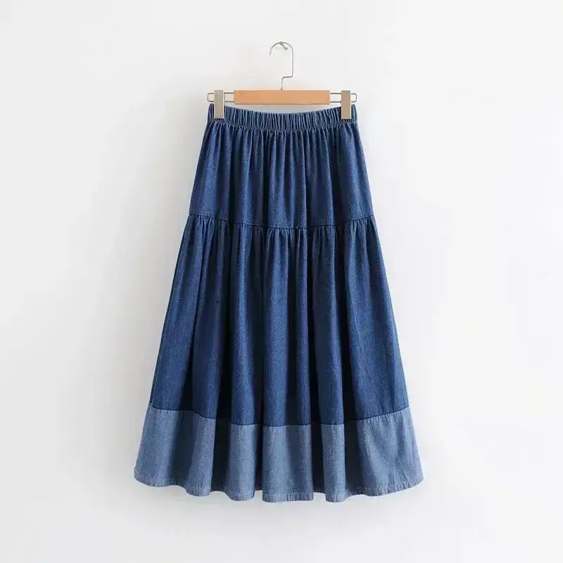 Blue Tiered Skirt for Women Spring 2023 - Image 3