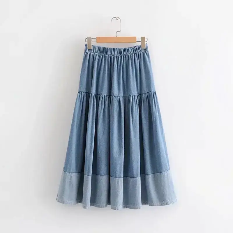 Blue Tiered Skirt for Women Spring 2023 - Image 4