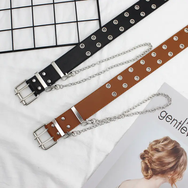 Ladies Hip-hop Belt Iron Ring Chain Double Row Steam Eye - Image 6
