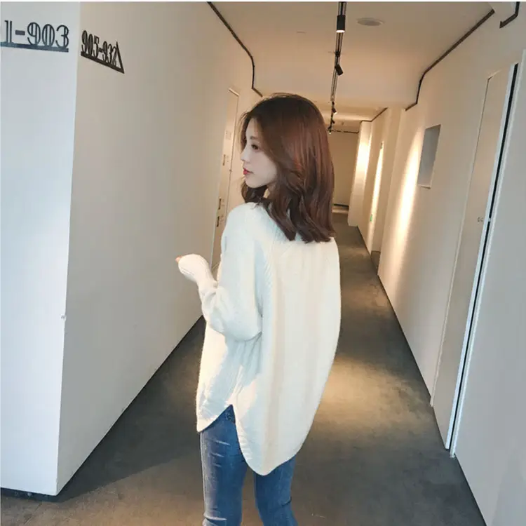 Women V-Neck Lazy Sweater Cotton 2023 Winter — feature 10